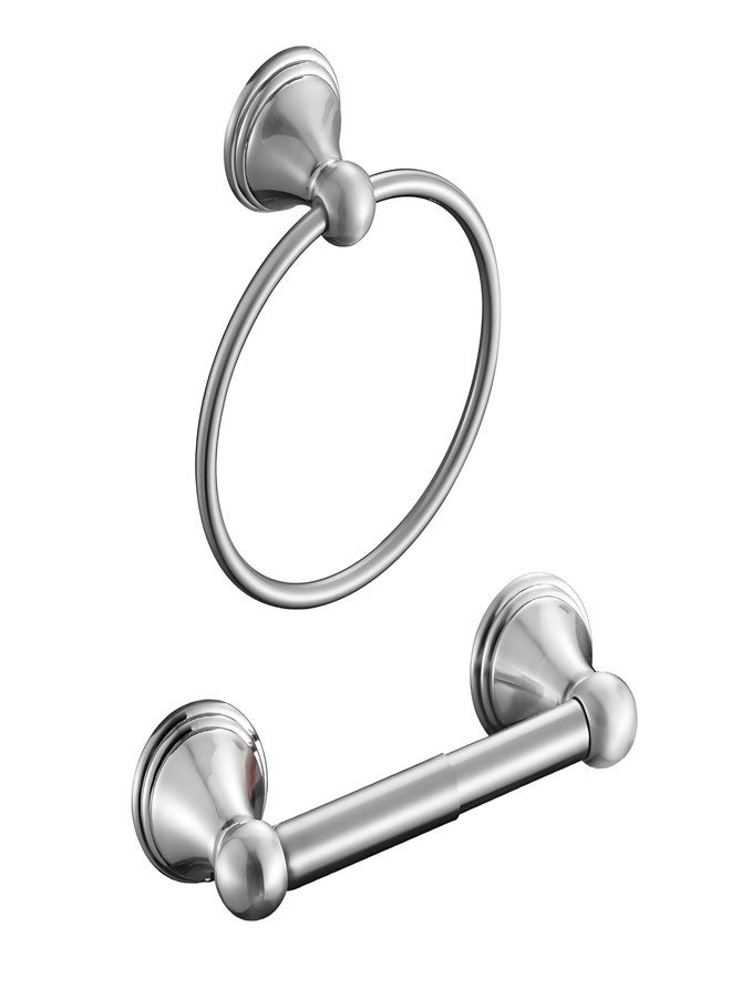 sagetta Hand Towel Holder Towel Ring Set with Toilet Paper Holder 5.55-Inch Bath Towel Ring Diameter Wall Mount Chrome - Image 1