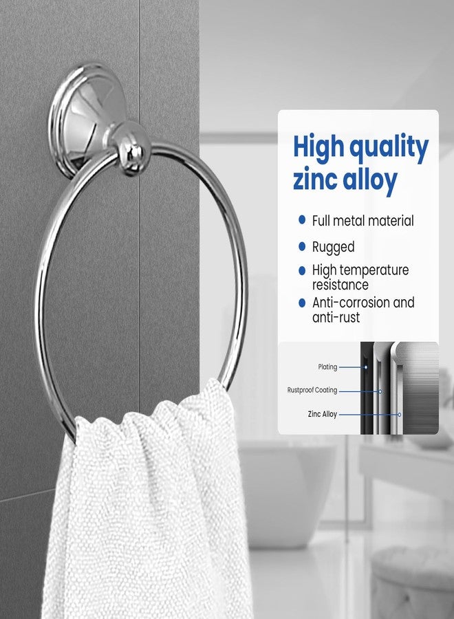 sagetta Hand Towel Holder Towel Ring Set with Toilet Paper Holder 5.55-Inch Bath Towel Ring Diameter Wall Mount Chrome - Image 3