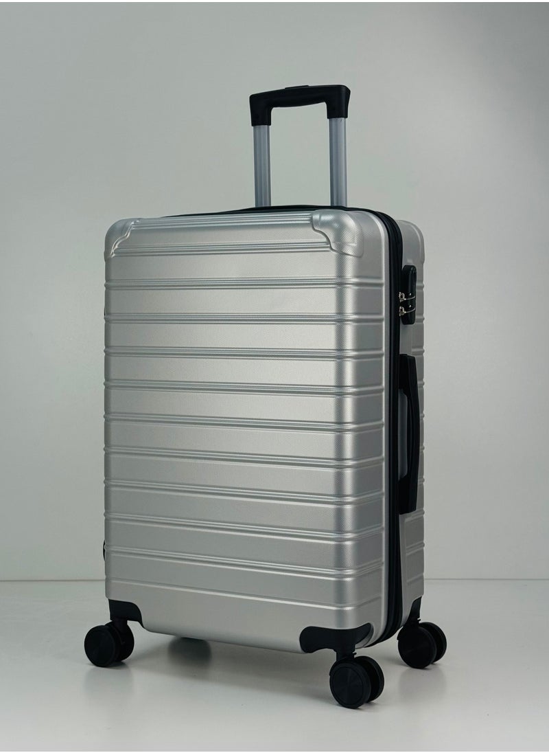 SAW & SEE Premium Hard Shell Luggage Set  – 3-Piece Durable Strong Suitcase Set, Lightweight ABS Trolley Bags with Smooth Rotating Spinner Wheels, Security Combination Lock, Telescopic Handle, Traveling Bag Suitcases – 20" / 24" / 28" – SILVER  - Image 2