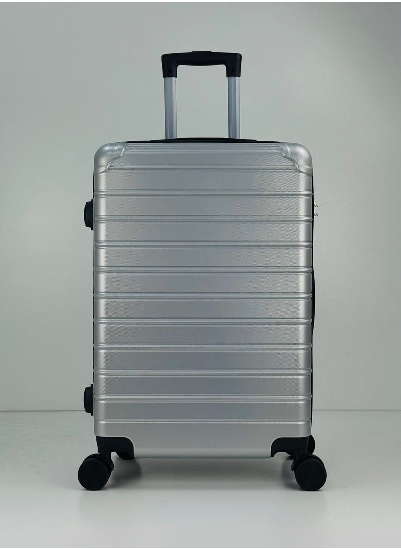 SAW & SEE - Premium Hard Shell Luggage Set  – 3-Piece Durable Strong Suitcase Set, Lightweight ABS Trolley Bags with Smooth Rotating Spinner Wheels, Security Combination Lock, Telescopic Handle, Traveling Bag Suitcases – 20" / 24" / 28" – SILVER - Image 1