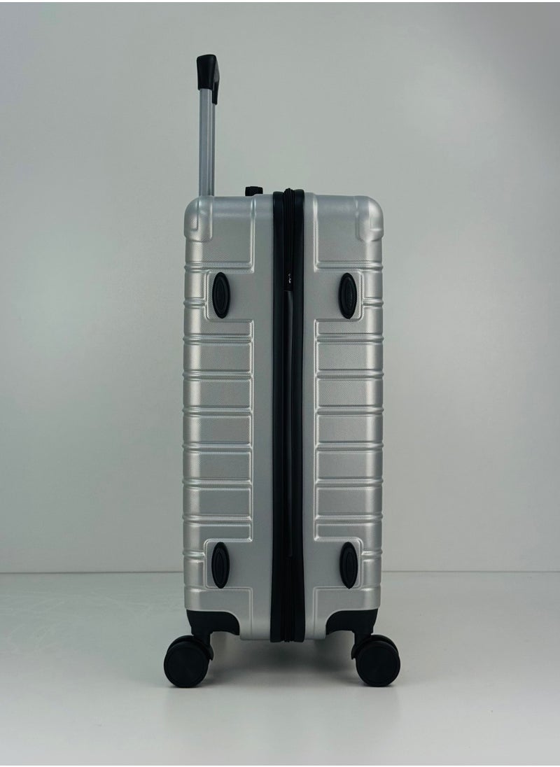 SAW & SEE - Premium Hard Shell Luggage Set  – 3-Piece Durable Strong Suitcase Set, Lightweight ABS Trolley Bags with Smooth Rotating Spinner Wheels, Security Combination Lock, Telescopic Handle, Traveling Bag Suitcases – 20" / 24" / 28" – SILVER - Image 1