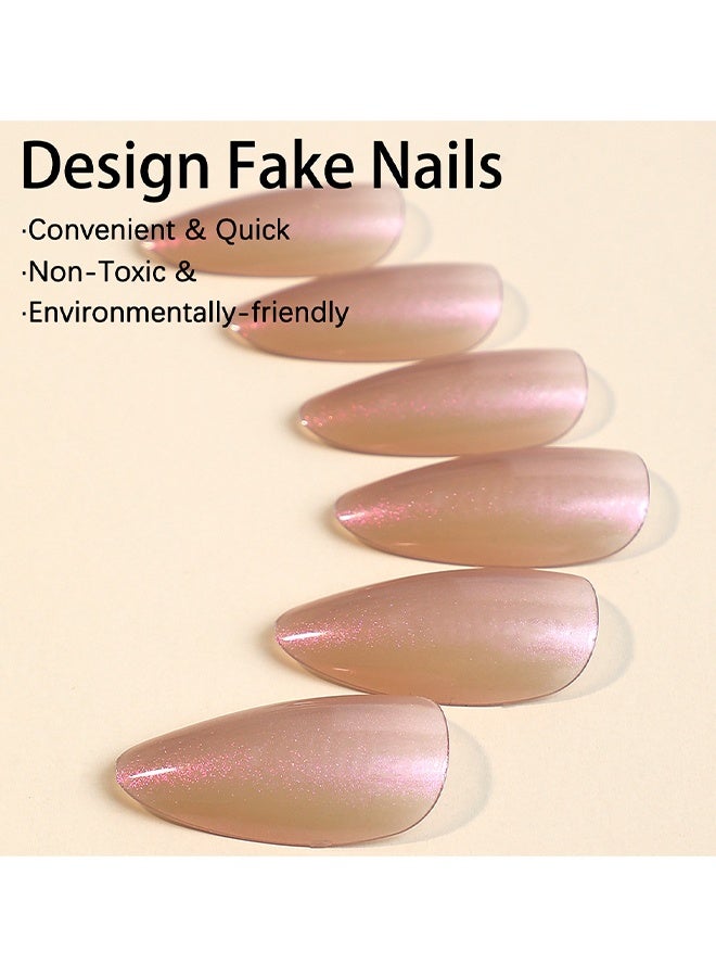 أظافر فرنش قابلة للضغط، أظافر لوزية متوسطة قابلة للضغط، مجموعة أظافر فرنسية ناعمة قصيرة من الجل، أظافر قابلة للضغط بجودة صالون، أظافر لاصقة بدون فواصل لفنون الأظافر للنساء - Image 2