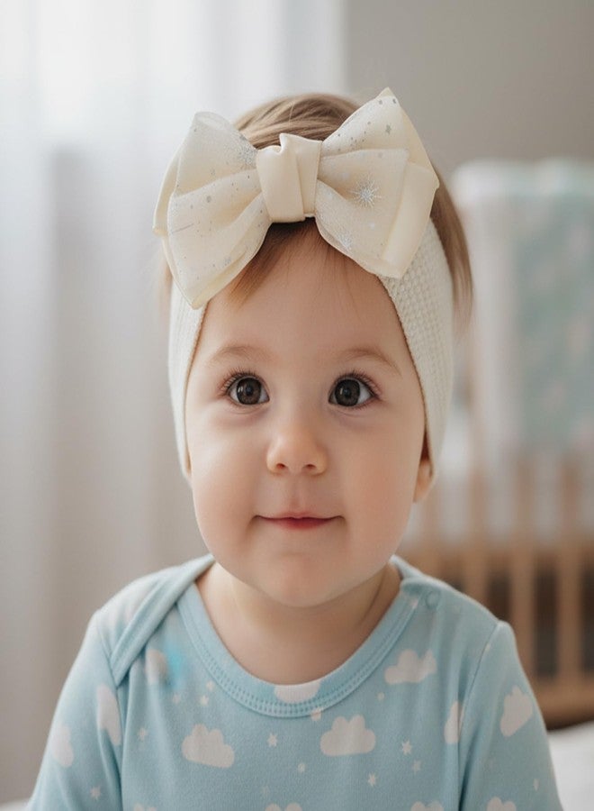 SYGA 3 Pcs Baby Headband, Soft Stretchy Hair Bands with Cute Bow Design, Infant & Toddler Headbands – Perfect for Newborns, Photoshoots & Gifts (Bow-03) - Image 3