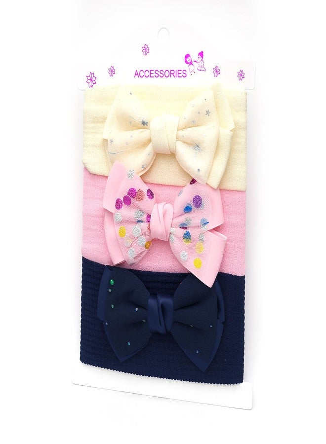 SYGA 3 Pcs Baby Headband, Soft Stretchy Hair Bands with Cute Bow Design, Infant & Toddler Headbands – Perfect for Newborns, Photoshoots & Gifts (Bow-03) - Image 1