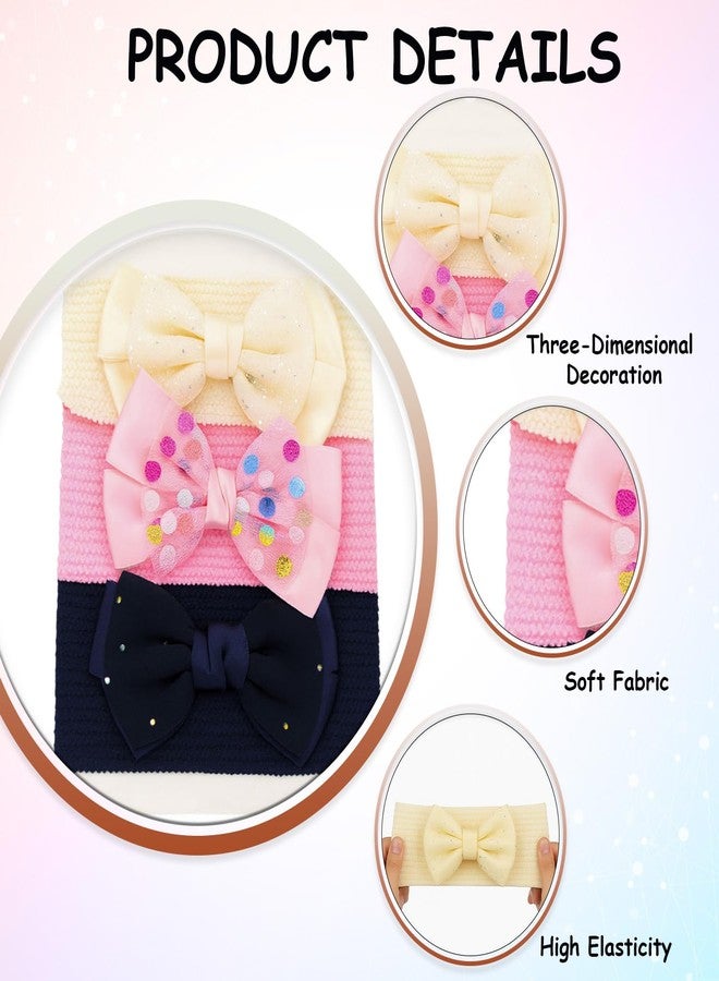 SYGA 3 Pcs Baby Headband, Soft Stretchy Hair Bands with Cute Bow Design, Infant & Toddler Headbands – Perfect for Newborns, Photoshoots & Gifts (Bow-03) - Image 5