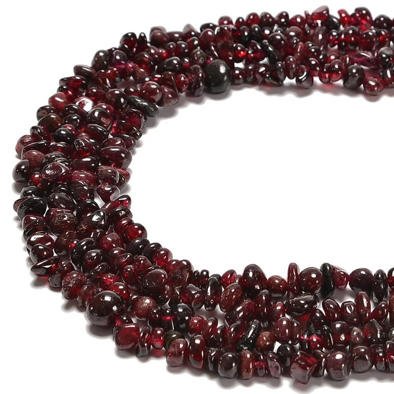 jodaying 58mm Natural Red Garnet Gemstone Chips Loose Beads Semi Precious for Jewelry Making DIY Handmade Craft Supplies 1 Strand per Bag Approxi 34