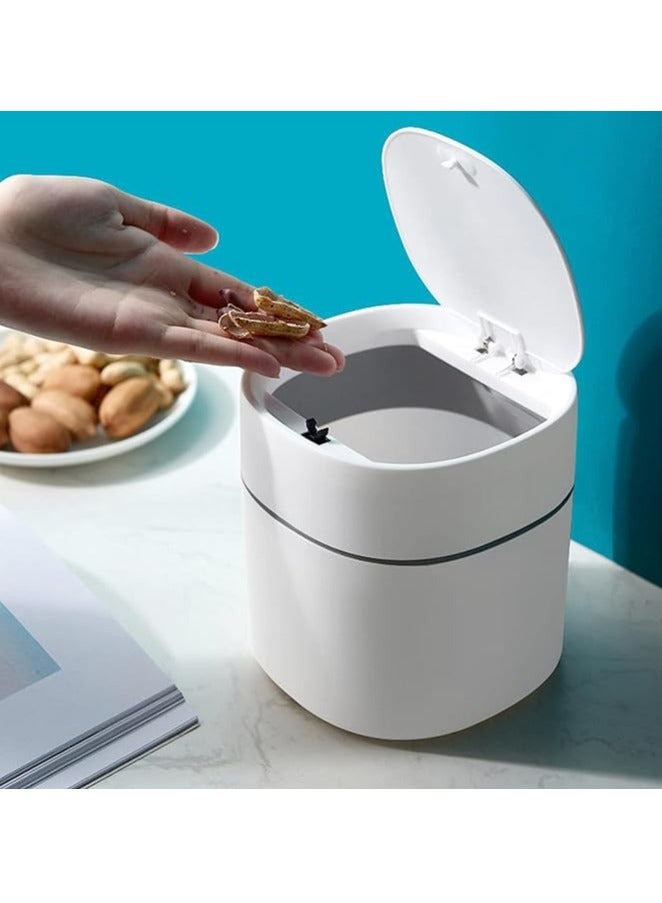 Goreem Plastic Desktop Mini Trash Can with Lid Portable Trash Bin Garbage Can for Kitchen Bedroom Dorm Room Car Waste Bin - Image 5