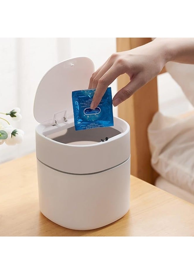 Goreem Plastic Desktop Mini Trash Can with Lid Portable Trash Bin Garbage Can for Kitchen Bedroom Dorm Room Car Waste Bin - Image 3