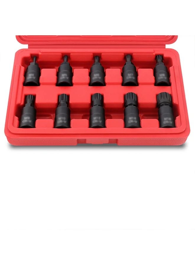 10Pcs Heavy Duty 3 8 Drive Hex Torx Square Spline Bit Socket Set M4 M16 - Image 1