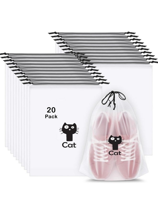 Pristu Pack of 20 Pcs Shoe Bag Cover for Shoe Storage & Travelling Drawstring Bags Waterproof, White Large Waterproof Portable Drawstring Travel Shoe Storage Bag Travel Essentials Women for and Men - Image 1