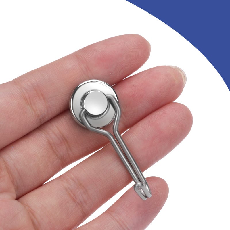 E BAVITE Swivel Swing Magnetic Hooks, Strong Neodymium Rare Earth Magnet Hook Perfect for Refrigerator and Other Magnets Surfaces, Pack of 3,Silver - Image 2