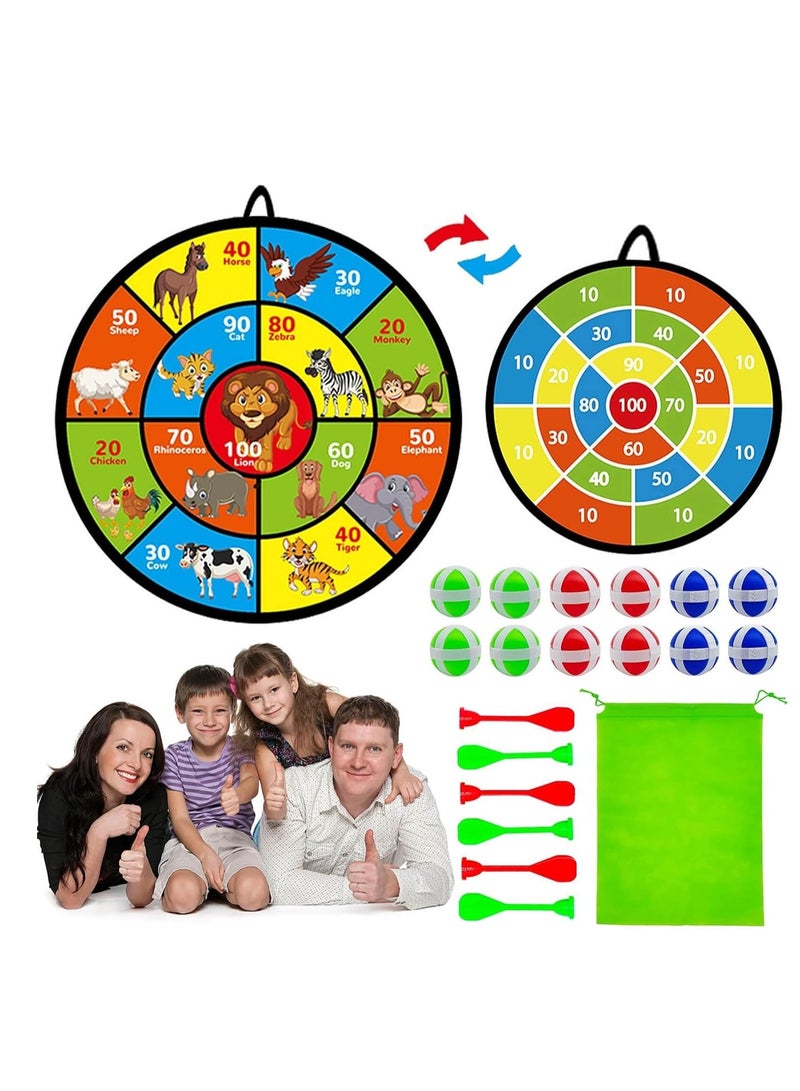 FengSVMA Dart Board with Balls for Kids 3-5： 29" Large Double-Sided Board Games Toys for Kids Ages 4-6 8-12 - Indoor Outdoor Activities Party Games - Birthday Gifts for 3 4 5 6 7 8 9 11 12 Year Old Boys Girls - Image 1