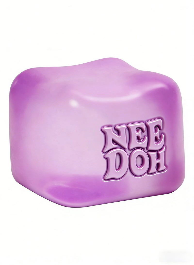 NeeDoh Nice Cube -Sensory Squeeze Toy with Super Solid Squish - 2.25" Cube (Purple) - Image 1