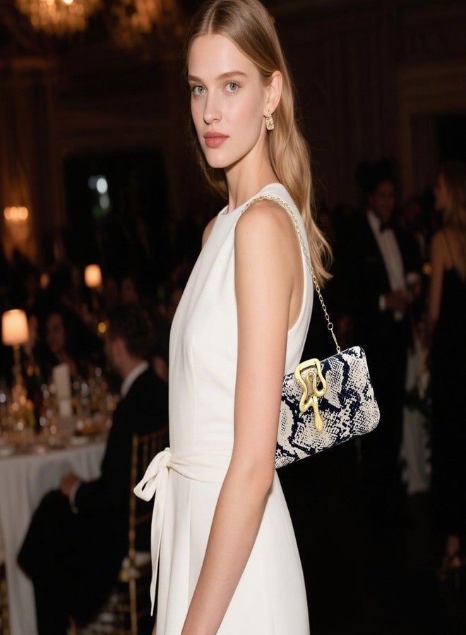 كولودوغو حقيبة يد لامعة من كولودوغو للنساء، حقيبة سهرة أنيقة مزودة بإبزيم ذهبي على شكل ثعبان، مناسبة للحفلات والمناسبات الرسمية. - Image 3