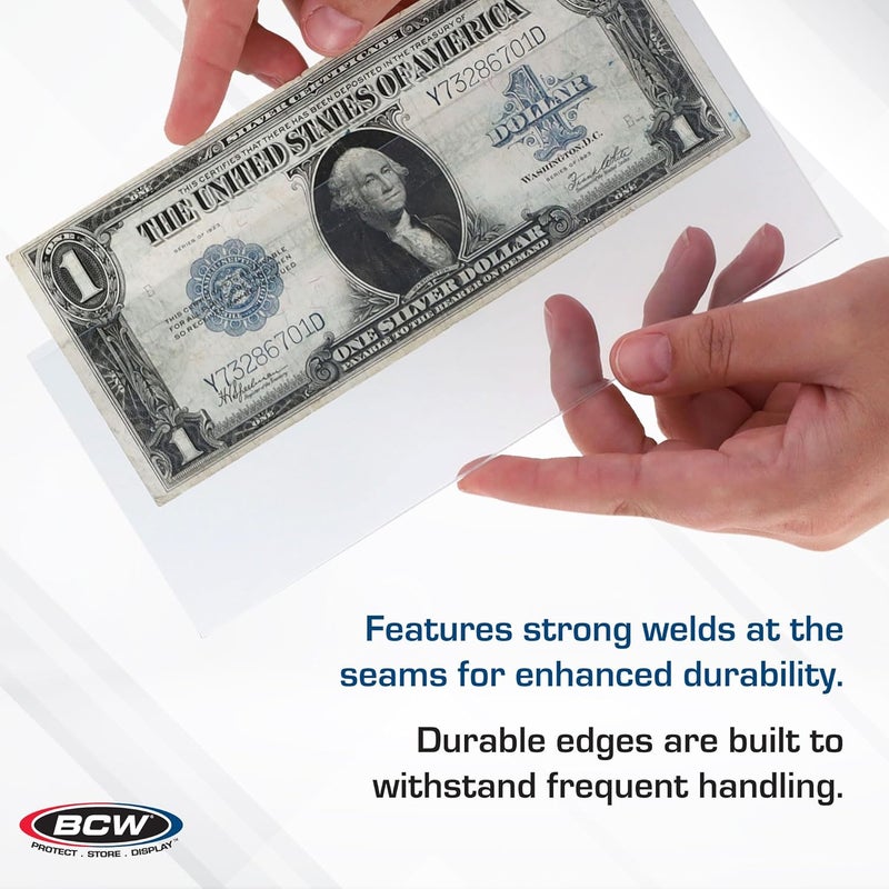 BCW Large Bill Deluxe Currency Holders - 50ct | Archival Safe Bill Protectors | High Clarity Double-Polished Clear Vinyl | for Collectors and Numismatics | Large Currency Holders - Image 4