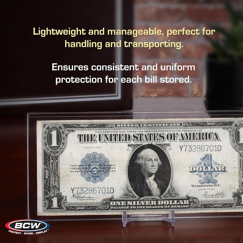 BCW Large Bill Deluxe Currency Holders - 50ct | Archival Safe Bill Protectors | High Clarity Double-Polished Clear Vinyl | for Collectors and Numismatics | Large Currency Holders - Image 5