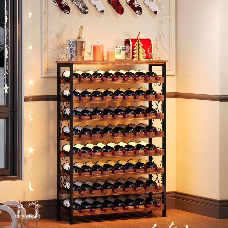 Sonyabecca 64 Bottles Wine Rack Freestanding Floor with 2 in 1 LED Light, Wine Bottle Rack Wine Holder Wine Storage Shelf for Kitchen Bar Pantry, Tall Wine Cabinet Stand Display 31.85''L X 10.6''W X 47.95''H - Image 3