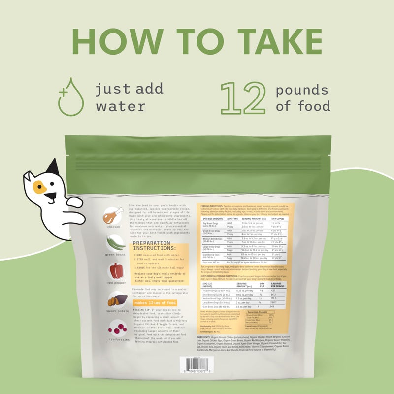 Dr. Mercola Bark & Whiskers Dehydrated Dog Food - Human-Grade Ingredients - Complete & Balanced Dog Nutrition - Grain-Free Meal Mix - Makes 12 lbs of Food - 3 lbs - Chicken & Veggie Entree - Image 4