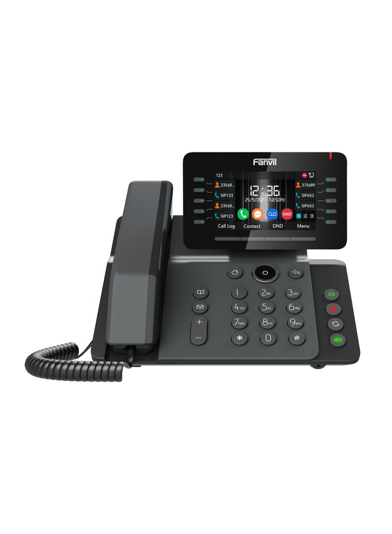 فانفيل Fanvil V65 Prime Business Phone Antibacterial material of the handset video calls with video codec H.264; Support audio codec G.722 and Opus, HD audio on speakerphone and handset; Support 6-party local conference; Built-in 2.4GHz/5G WiFi and Bluetooth 4.2, Up to 45 DSS keys - Image 2