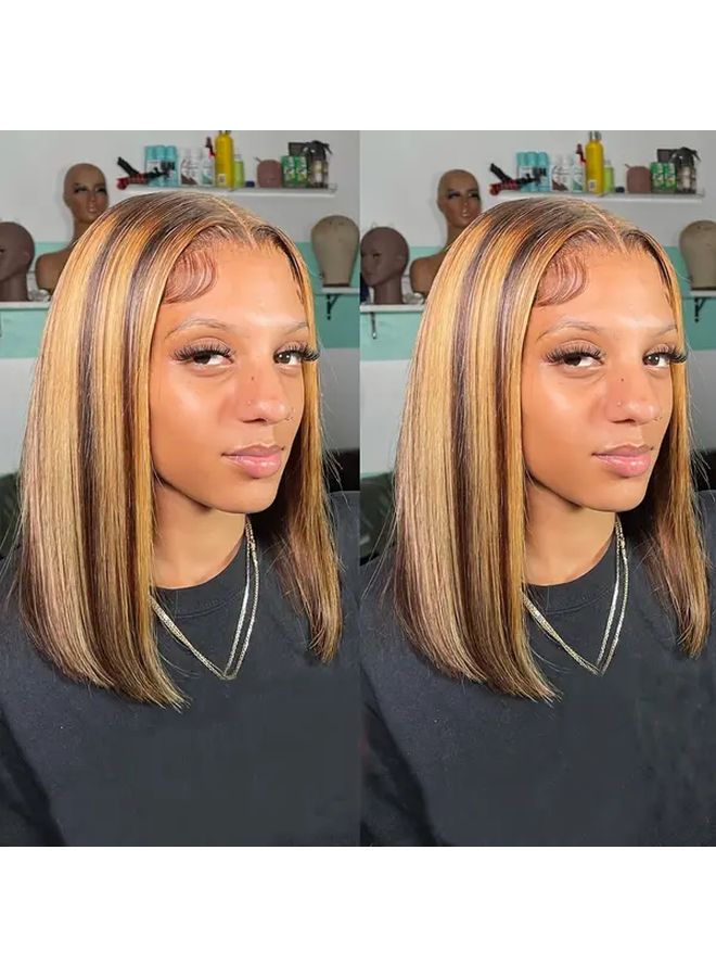 Brazilian Virgin Human Hair Wig Straight Lace Bob 12 Inch Color 4 27 High Density - Image 5
