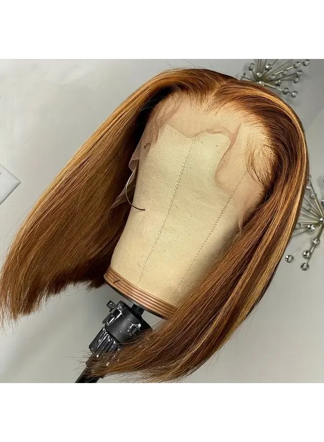 Brazilian Virgin Human Hair Wig Straight Lace Bob 12 Inch Color 4 27 High Density - Image 1