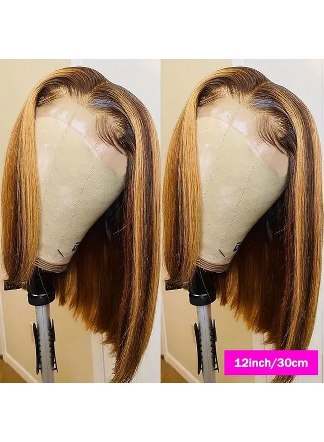 Brazilian Virgin Human Hair Wig Straight Lace Bob 12 Inch Color 4 27 High Density - Image 4
