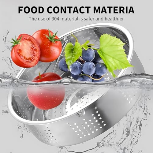 SYCOOVEN Stainless Steel Vegetable Steamer Basket, Insert Steaming Rack with Handle, Mesh Steaming Basket Holder Trio Separator Set for Pressure Cooking(SIZE:21 * 13cm) - Image 5