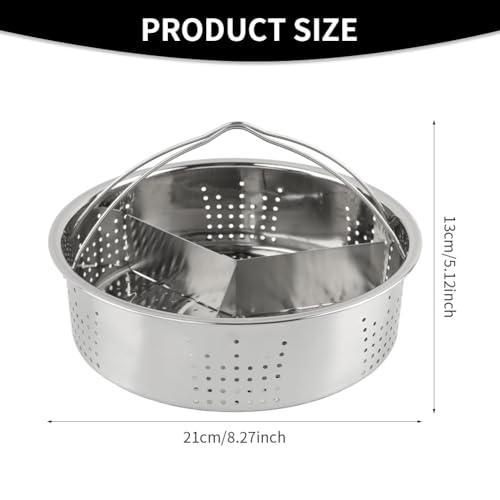 SYCOOVEN Stainless Steel Vegetable Steamer Basket, Insert Steaming Rack with Handle, Mesh Steaming Basket Holder Trio Separator Set for Pressure Cooking(SIZE:21 * 13cm) - Image 3