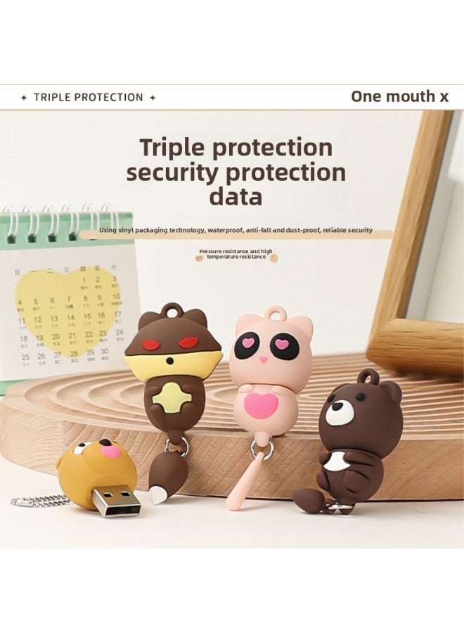 Creative Cartoon Cute Fun Animal U Disk Mobile Phone Computer Dual-use Activity Doll Gift Usb Flash Drive Custom Usb-Color:Red Eye Fox + Type-c Interface-Capacity:1GB  - Image 5