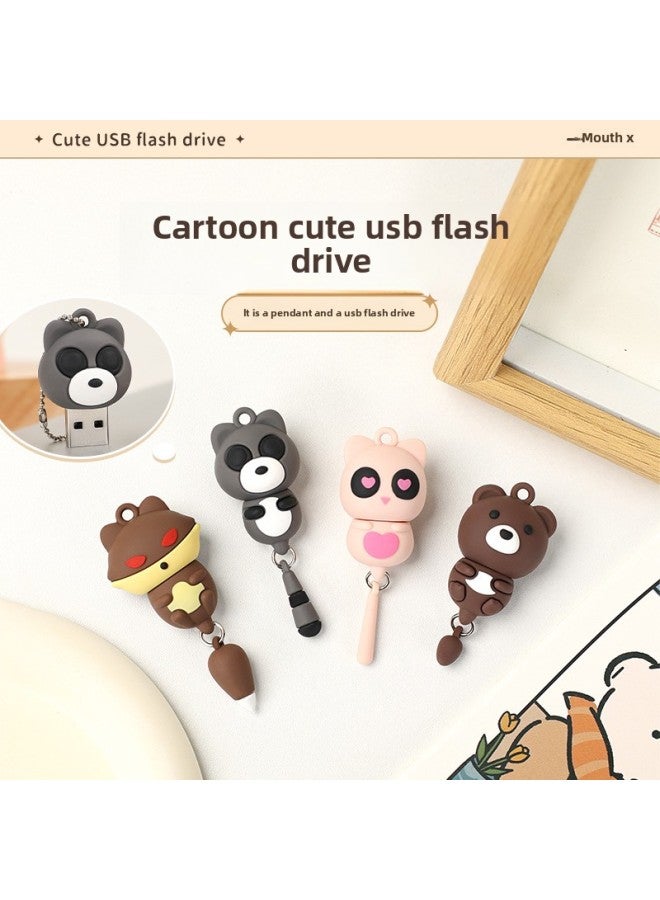 Creative Cartoon Cute Fun Animal U Disk Mobile Phone Computer Dual-use Activity Doll Gift Usb Flash Drive Custom Usb-Color:Red Eye Fox + Type-c Interface-Capacity:1GB  - Image 2