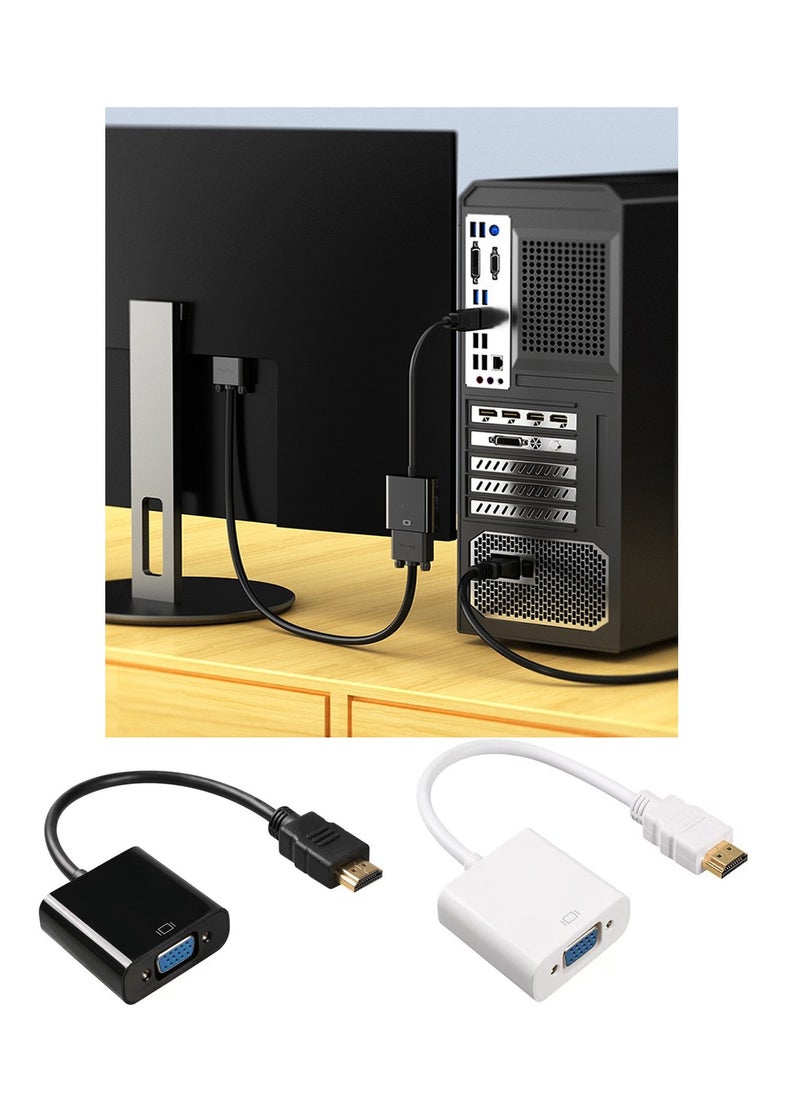 Generic - HDMI to VGA Adapter Converter 1080P External Video Card to Desktop,Laptop,HDTV,Monitor,Projector (White) - Image 1