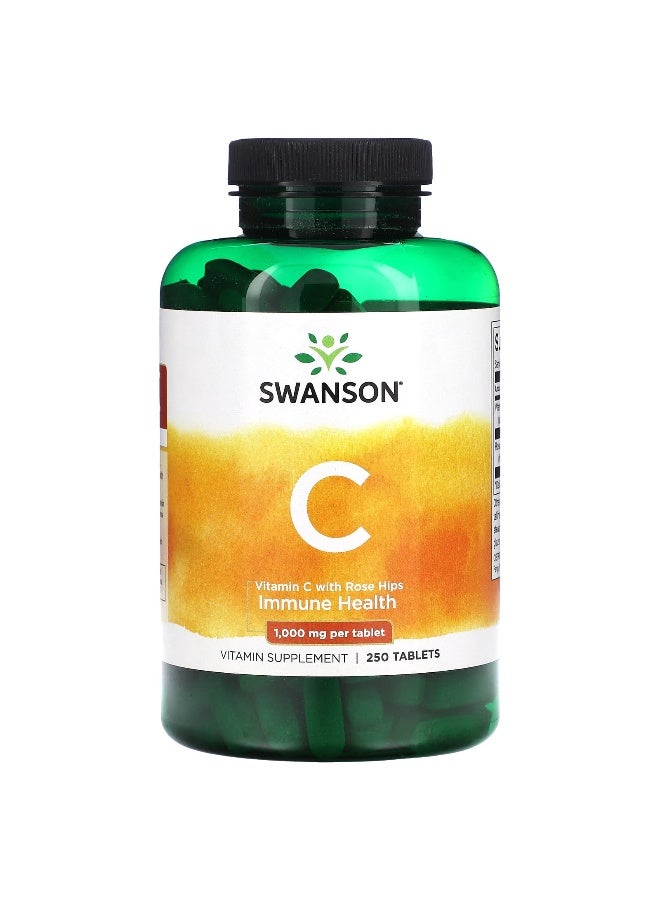 Swanson, Vitamin C With Rose Hips, 1,000 mg, 250 Tablets (Packaging may vary) - Image 1