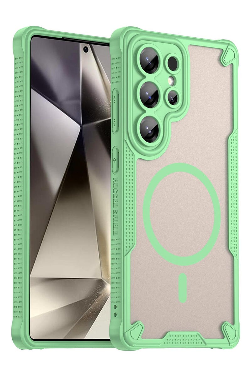 Cover For Samsung Galaxy S25 Ultra Armor Glaze MagSafe Magnetic Phone Case Raised edges around the screen and camera lens help prevent scratches - Green - Image 1