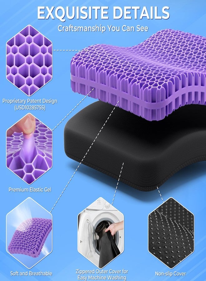 TushGuard وسادة مقعد جل TushGuard للجلوس لفترات طويلة، تصميم حاصل على براءة اختراع مكبرة وسميكة، تبريد يسمح بمرور الهواء لكرسي المكتب، وسادة مقعد سيارة ناعمة للكراسي المتحركة (سمك 2 بوصة، أسود) - Image 4