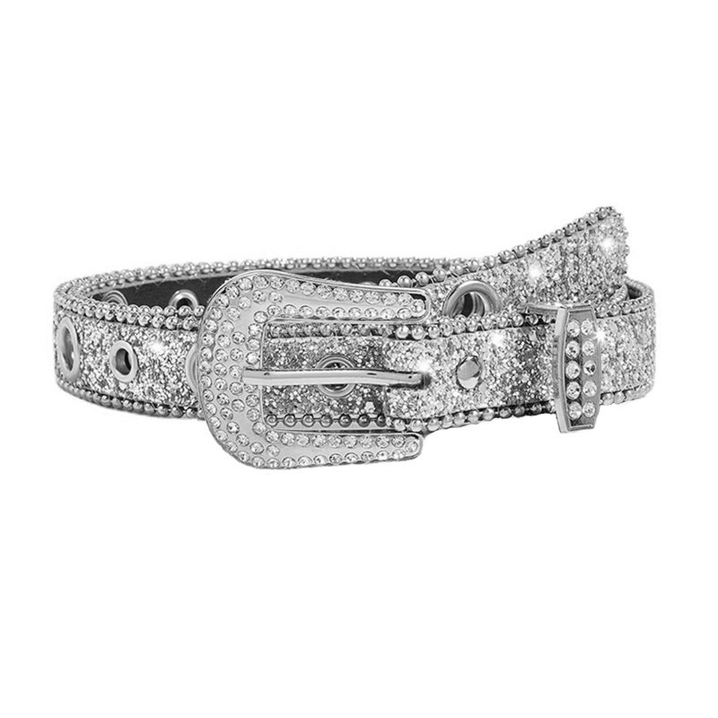 CaySep Women Men Rhinestone Belt Western Cowgirl Cowboy Bling Studded Leather Belt for Jeans Pants (suit for waist 27-39") - Image 1