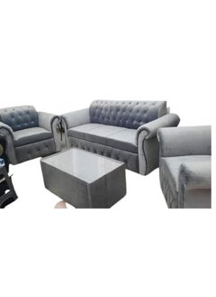 Maharat Al Bahar 5– Seater Sofa Set With Table- 1+1+3- Grey 190x80x80 