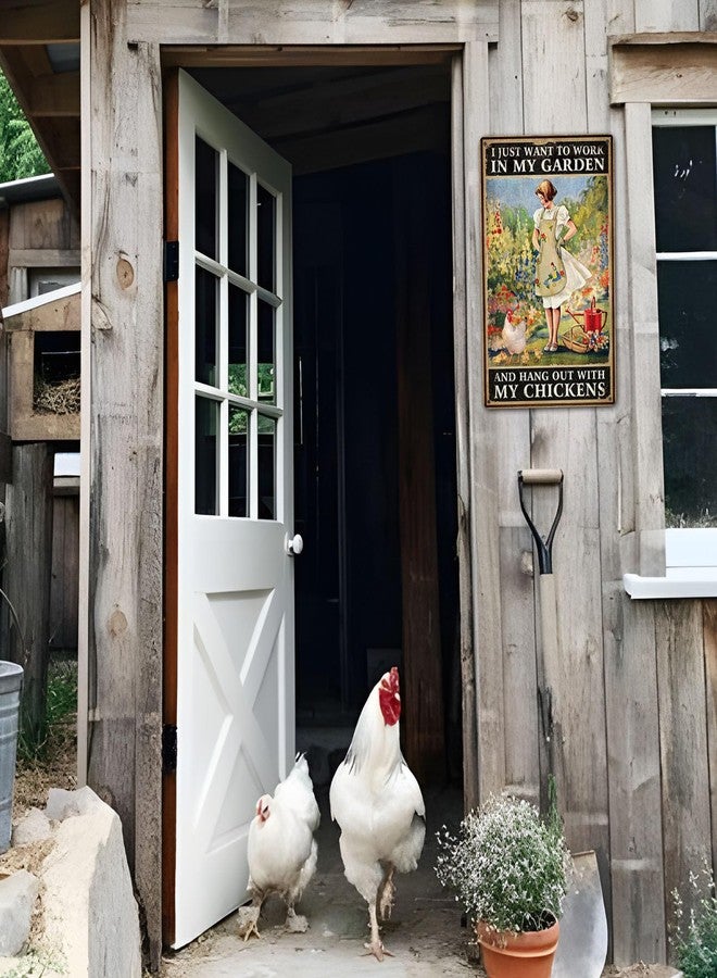 CrazySign Funny Chicken Sign Wall Decor And I Just Want To Work In My Garden Sign Outdoor ，8" x 12" (276) - Image 4