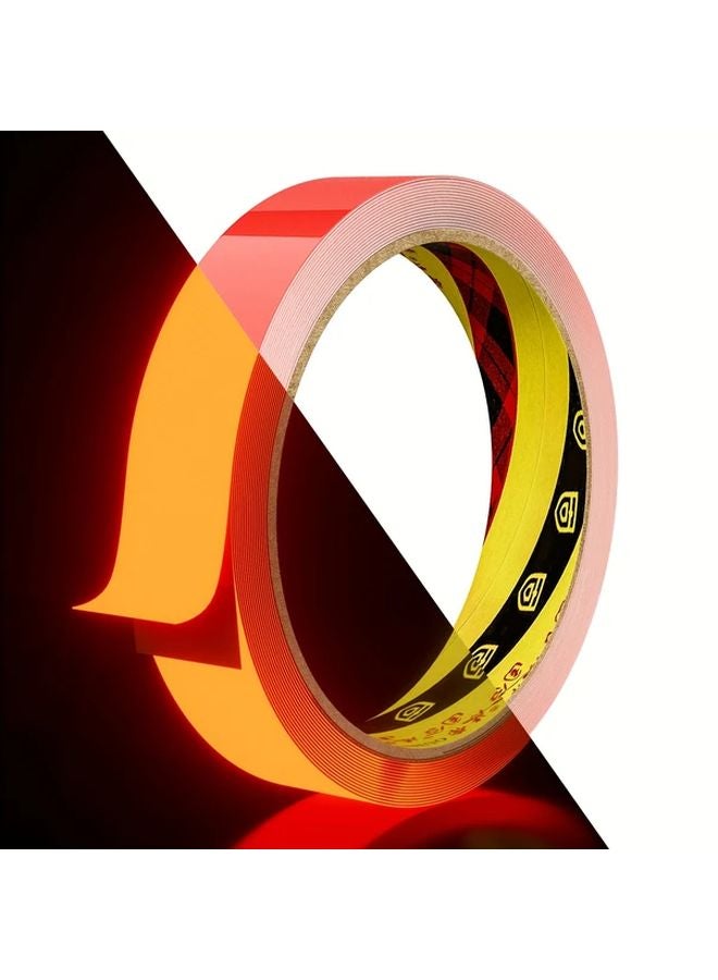 Red Glow In The Dark Tape 10mm x 19685inch Self Adhesive Waterproof UV Resistant - Image 1