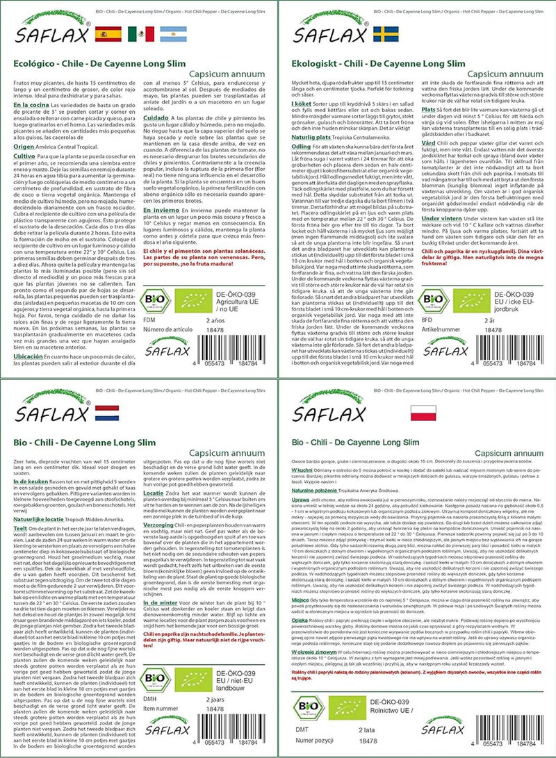 GGOOT Organic - Hot Chili Pepper – De Cayenne Long Slim - 10 Seeds - with Potting Substrate for Better Cultivation - Capsicum annuum - Image 4