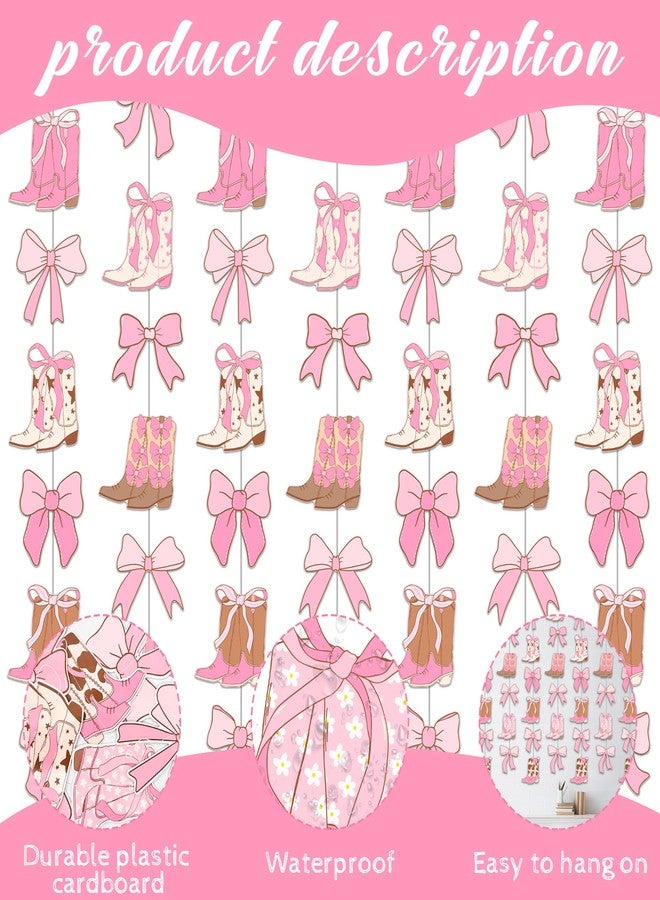 umoni Cowgirls Boots Bows Garlands Western Cowgirls Party Decorations Boots and Bows Hanging Banners for Western Birthday Baby Shower Party Supplies - Image 3
