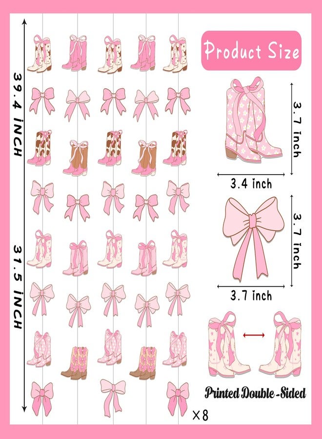umoni Cowgirls Boots Bows Garlands Western Cowgirls Party Decorations Boots and Bows Hanging Banners for Western Birthday Baby Shower Party Supplies - Image 2