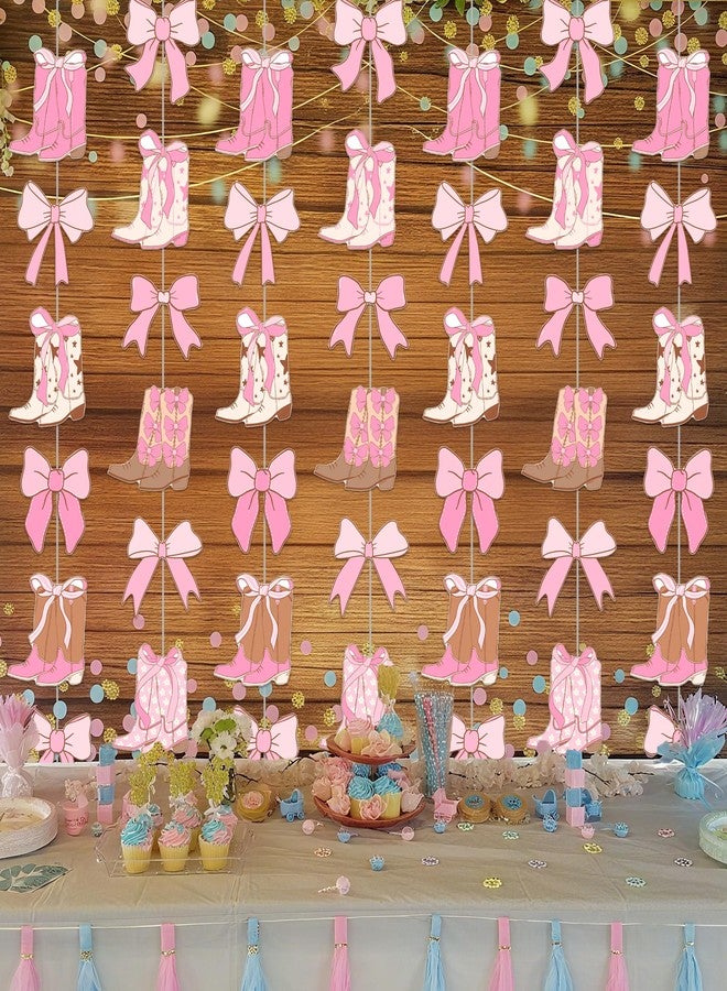 umoni Cowgirls Boots Bows Garlands Western Cowgirls Party Decorations Boots and Bows Hanging Banners for Western Birthday Baby Shower Party Supplies - Image 1