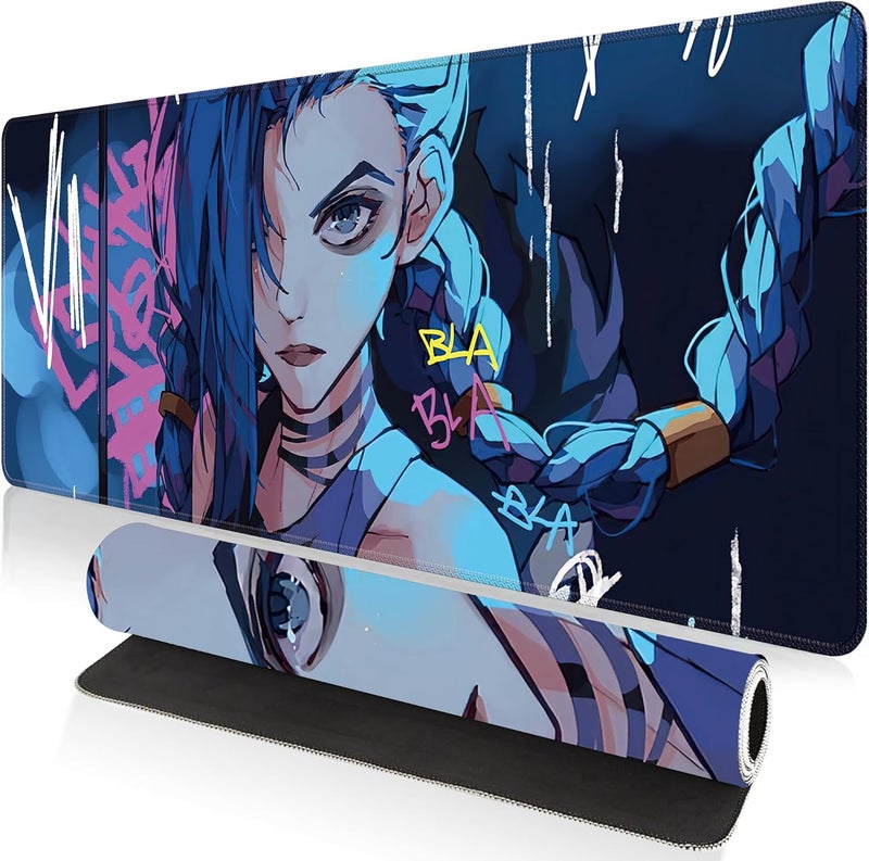 Large game mouse pad 800x300x3mm mouse and keyboard, non-slip and waterproof surface, anime cute girl pattern, suitable for competitive game leagues - Image 1