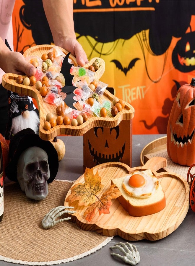 FOBSME 2 Pcs Halloween Wooden Serving Platters Pumpkin and Ghost Shape Charcuterie Boards Fall Wood Serving Trays Decorative Wood Snack Dish Plates for Halloween Autumn Holiday Housewarming Presents - Image 4