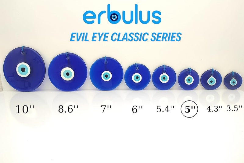 Erbulus Handmade Blue 13 cm Glass Turkish Evil Eye Hanging for Home Entrance Nazar Battu Protection Amulet for Good Luck Prosperity Main Door Wall Decor - Image 2