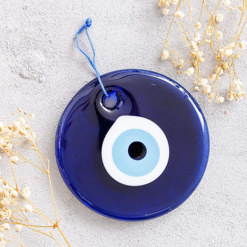Erbulus Handmade Blue 13 cm Glass Turkish Evil Eye Hanging for Home Entrance Nazar Battu Protection Amulet for Good Luck Prosperity Main Door Wall Decor - Image 4