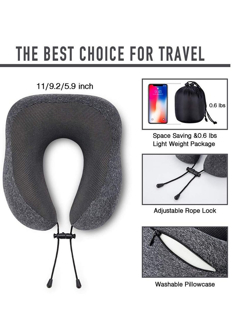 Arabest Luxury Memory Foam Travel Pillow with Ear Plugs, Eye Mask and Mesh Bag Blue 28x27x14cm - Image 5
