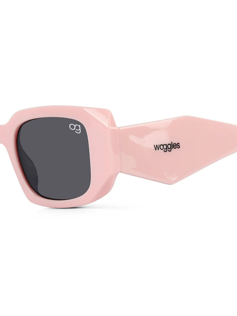 Woggles Stylish Light Pink Polarized Rectangle Kids Sunglasses