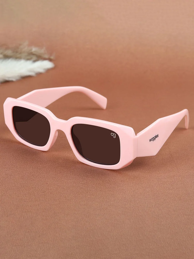 Woggles Stylish Light Pink Polarized Rectangle Kids Sunglasses