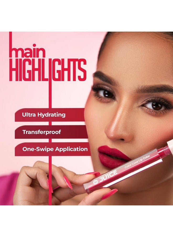 Juice Festive Maroon - M14 Kiss Sensation Lipstick & Lucky Red - M10 Color Luxe Liquid Lipstick with Goodness of Bio Retinol, & SPF 15 UV Protection - Image 2